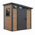 Abri de jardin 200 x 150 x 210 cm aspect bois chêne et anthracite avec porte et fenêtres