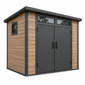 Abri de jardin 200 x 120 x 200 cm panneaux effet bois marron anthracite double porte contemporain