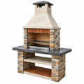 Barbecue de jardin 120 x 70 x 220 cm en pierre beige avec grilles métalliques style rustique