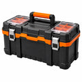 Boîte à outils 48 x 26 x 25 cm en plastique noir et orange avec organisateurs