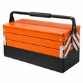 Boîte à outils 50 x 25 x 28 cm en acier orange et noir à plateaux dépliants
