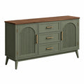 Buffet 160 x 40 x 85 cm en bois vert et brun avec 3 tiroirs style rétro