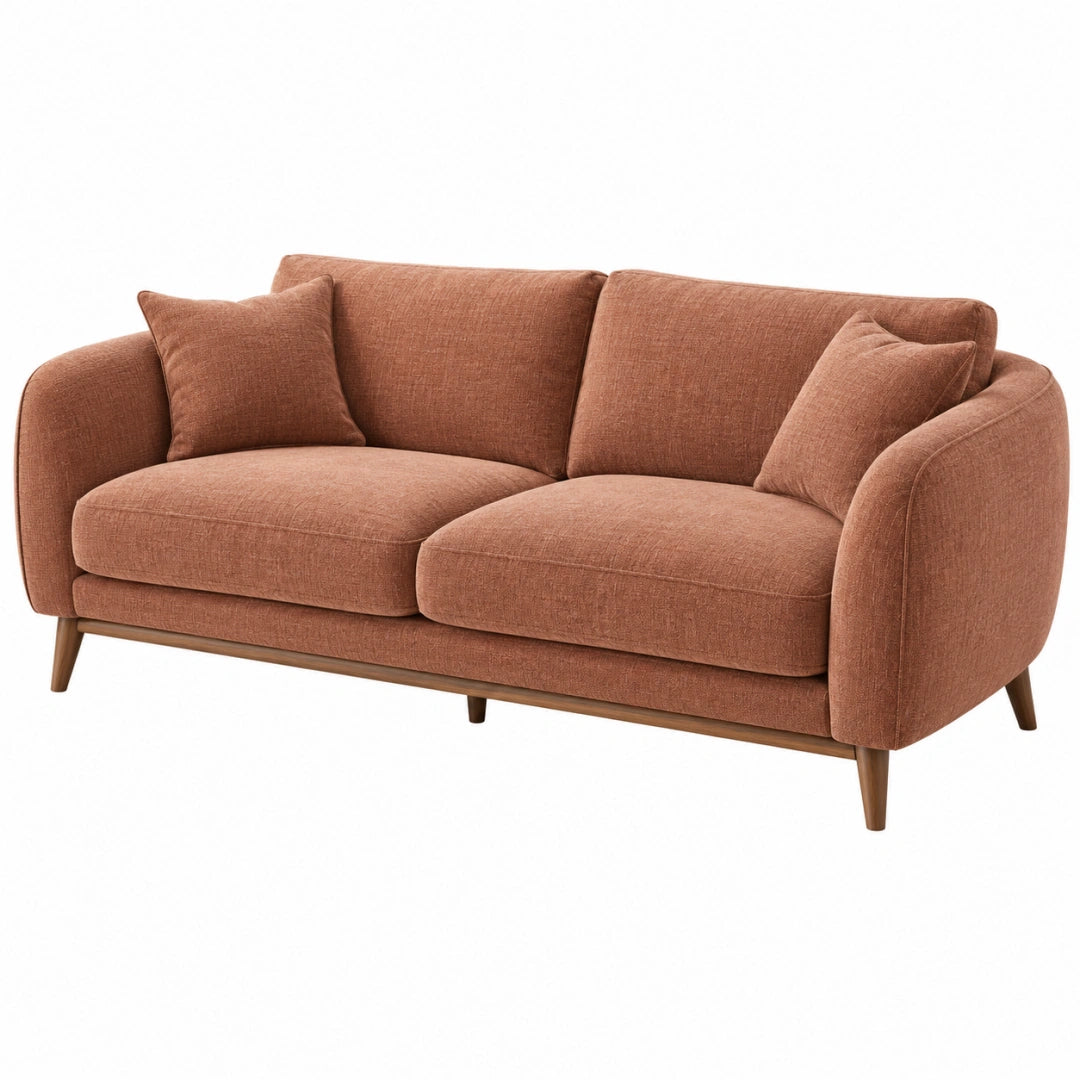 Canapé 2 places 180 cm en tissu terracotta style contemporain
