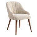 Fauteuil de salle à manger beige en tissu bouclé avec pieds en bois, style contemporain, dimensions 62x61x84 cm, marque BELMAREN.
