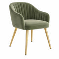 Fauteuil 60 x 61 x 80 cm en velours vert avec pieds métalliques dorés style contemporain