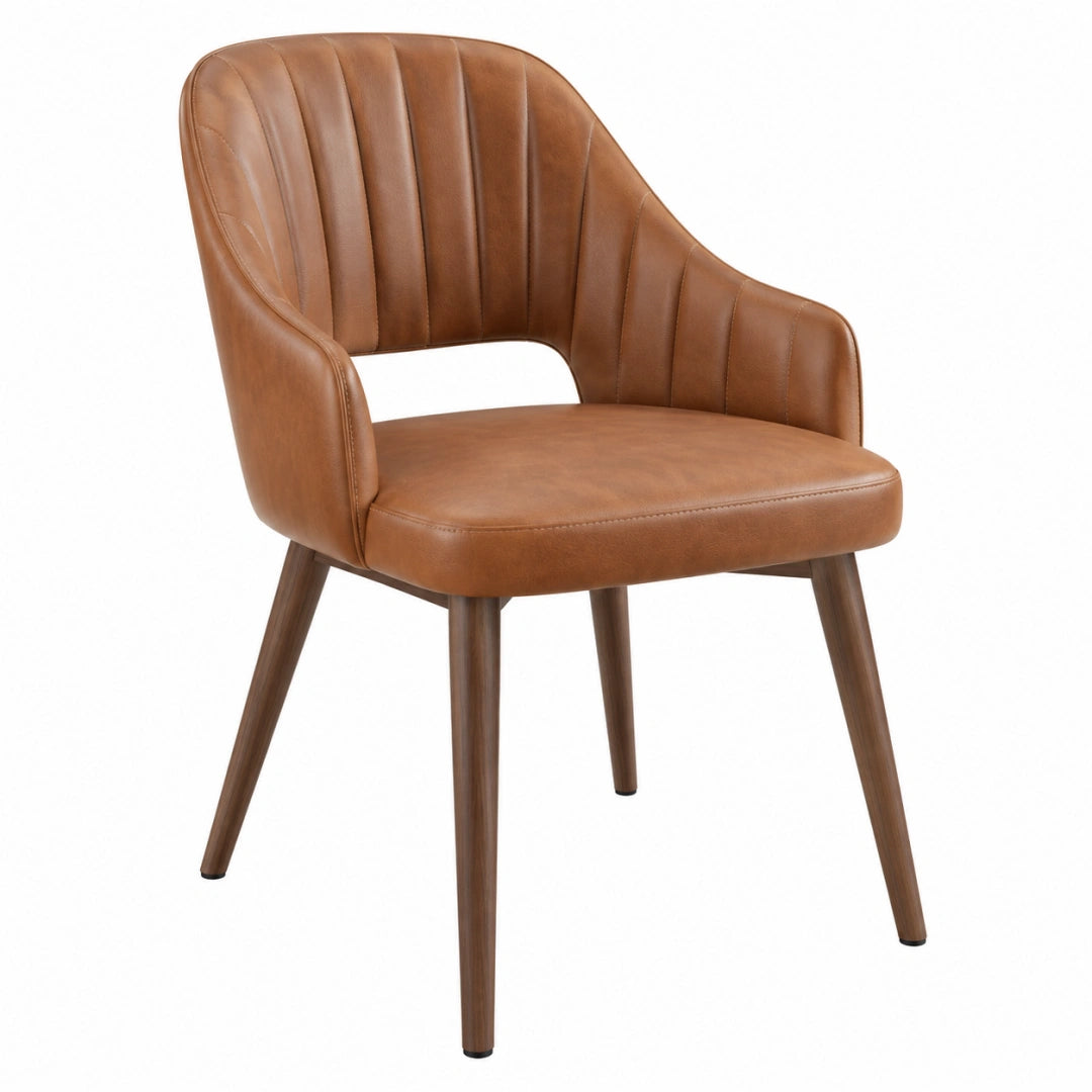 Fauteuil 58 x 62 x 82 cm brun en similicuir style vintage avec accoudoirs