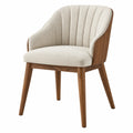 Fauteuil 60 x 62 x 84 cm en tissu écru et bois brun style contemporain