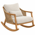 Fauteuil à bascule en bois naturel et tissu beige, style naturel, dimensions 95x75x95 cm, conçu par BELMAREN.