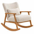 Fauteuil à bascule 75 x 90 x 100 cm en bois beige tissu bouclette style scandinave