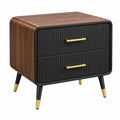 Table de chevet 55 cm en bois brun et noir à 2 tiroirs style moderne