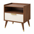 Table de chevet 50 x 40 x 65 cm en bois brun et blanc avec tiroir style rétro