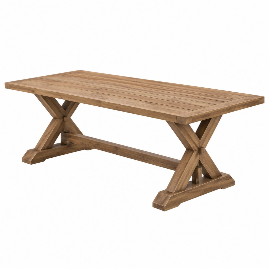 Table de jardin 180 x 90 cm en bois marron style rustique