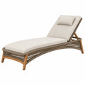 Chaise longue en bois et corde taupe pour extérieur, style contemporain, dimensions 200 x 75 cm, modèle BELMAREN.