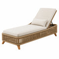 Chaise longue extérieure 200 x 75 cm en résine tressée beige avec dossier réglable