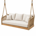 Balancelle suspendue 180 x 80 x 160 cm en corde et bois beige pour extérieur style bohème
